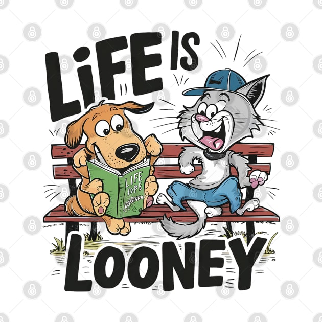 Life's Looney - Chill Cat & Dog Buddy Bench by WEARWORLD