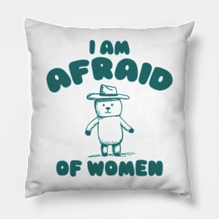 I Am Afraid of Women, Cartoon Meme Top, Vintage Cartoon Sweater, Unisex Pillow