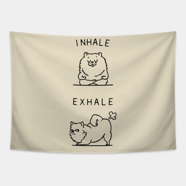 Inhale Exhale Pomeranian Tapestry by huebucket