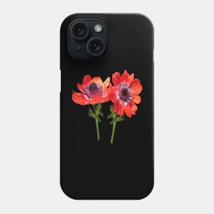 Red Anemone Wildflower Vector Art Cut Out Phone Case