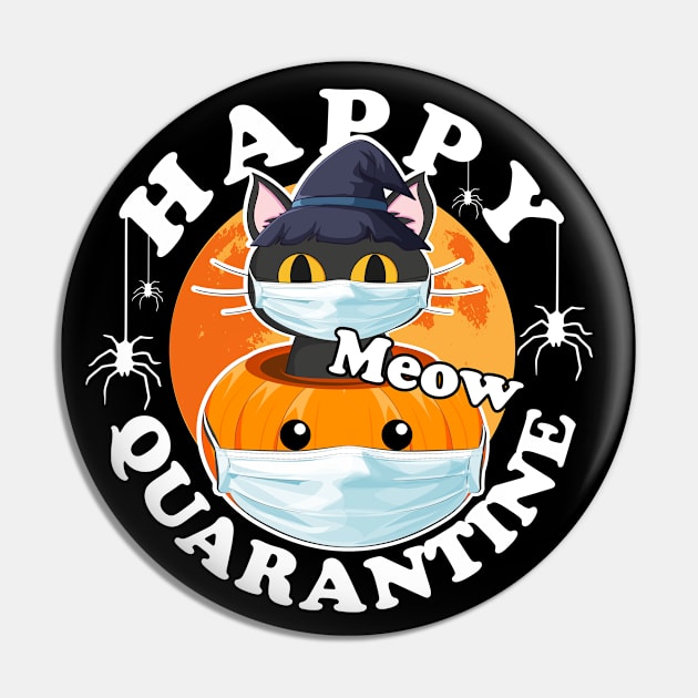 Happy Quarantine, Cat Pumpkin Face Mask Halloween Costume Pin by Kawaii_Tees