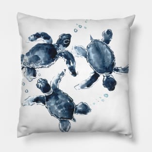 Indigo Blue Sea Turtles Pillow