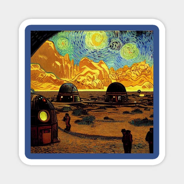 Starry Night in Mos Eisley Tatooine Magnet by Grassroots Green