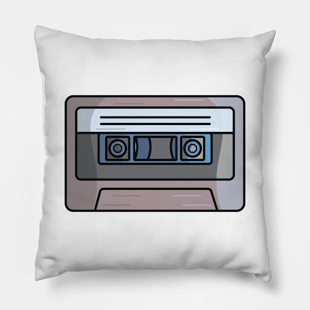 Music Player Cassette Tape Sticker vector illustration. Technology recreation icon concept. Cassette tape recorder sticker style vector design with shadow. Pillow by AlviStudio