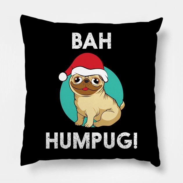 'Bah Humpug!' Cute Christmas  Pug Pillow by ourwackyhome