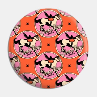 Yee Haw Black Cat Pattern in orange Pin