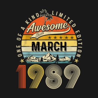 Awesome Since March 1989 Vintage 34th Birthday T-Shirt