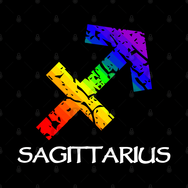 Sagittarius Zodiac Symbol in Rainbow Color by Muzehack