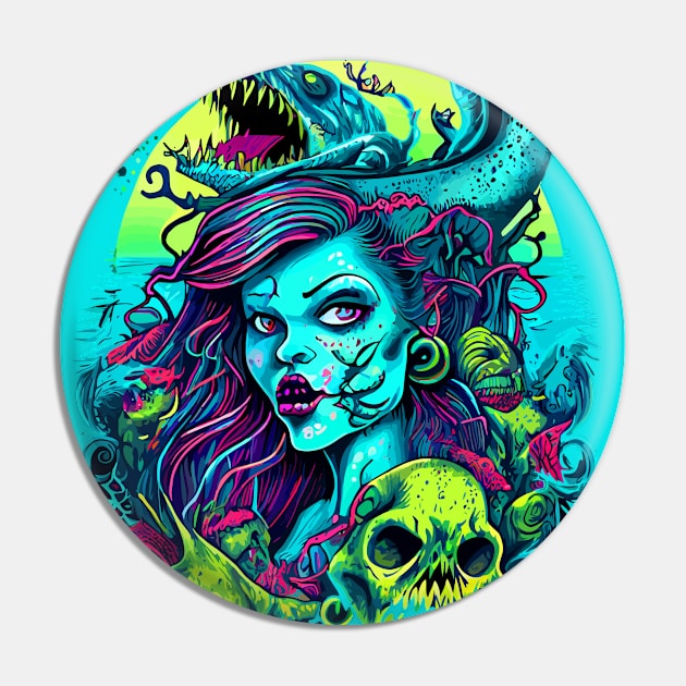 Zombie Mermaid Pin by machmigo