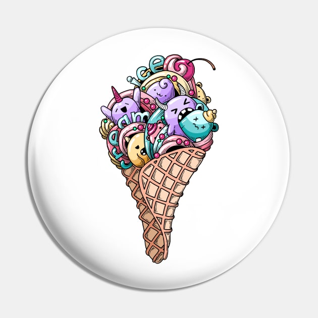 Monsters ice cream Pin by Mako Design 