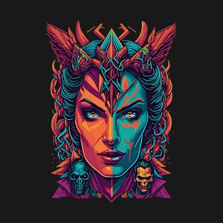 Beautiful Diabolical Woman's Face. High And Low Spirits T-Shirt