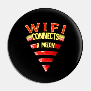 Wifi Connects A Melon Funny Watermelon Juicy Summer Fruit Pin