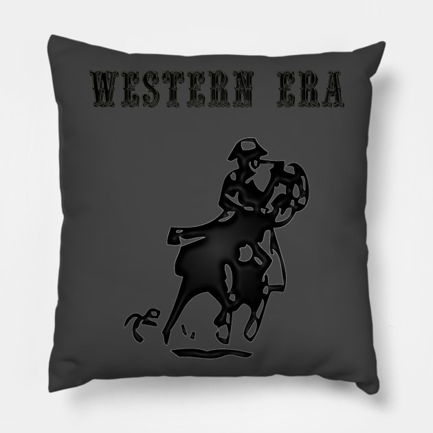 Western Era - Cowboy on Horseback 4 Pillow by The Black Panther