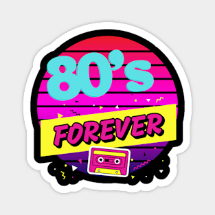 80s forever music tape and sunset Magnet