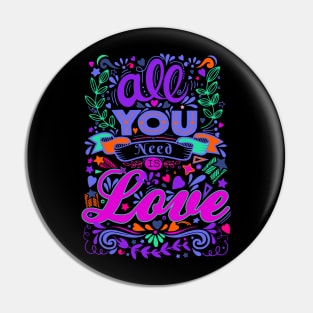 Retro Pop Art Lyrics - All You Need Is Love 2 Pin