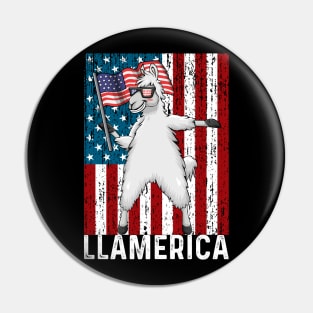 Llamerica Funny Llama American Flag Pin