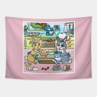 Bunny couple baking Tapestry