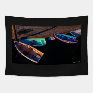 Boats Docked at Sunset Tapestry