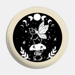 Mouse in the night forest moon phase fungi plants stars Pin