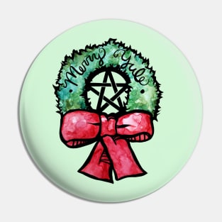 Merry Yule Wreath Pentacle Pin