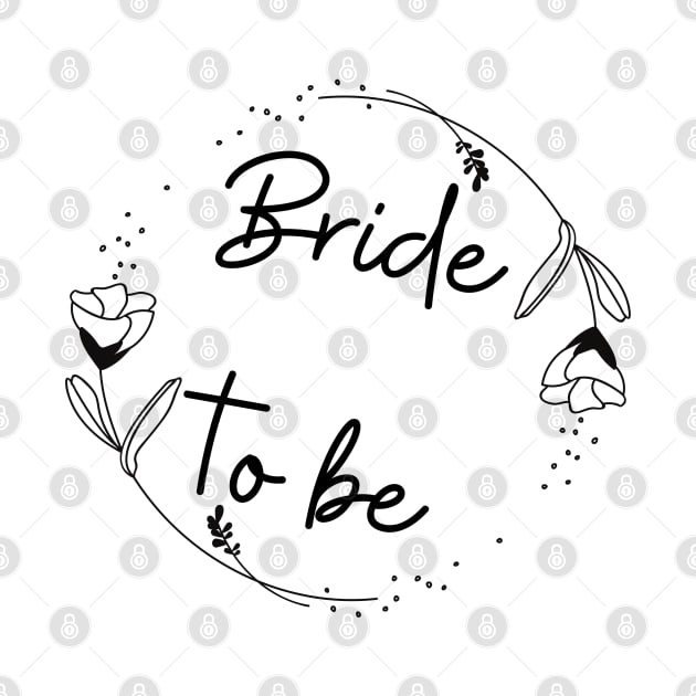 Bride to be, encircled with flowers, black and white print by Trahpek