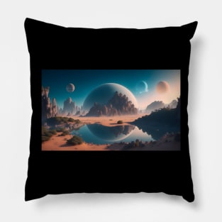 Beautiful scenery on another planet Pillow