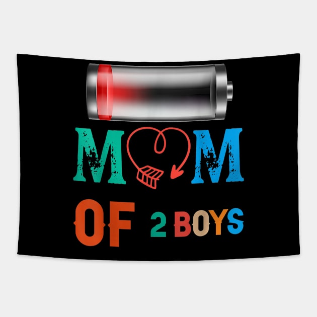 Women Mom of 2 Boys Shirt Gift from Son Mothers Day Birthday Tapestry by luxembourgertreatable