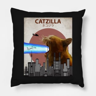 Catzilla - Giant Cat with Mouth Lasers Pillow