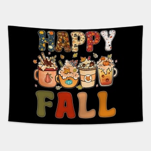 Happy Fall Y'all Autumn Halloween Pumpkin Spice Latte Tapestry