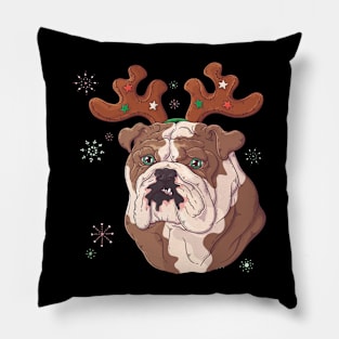 Bulldog Deer Fairytale Chritsmas Pillow