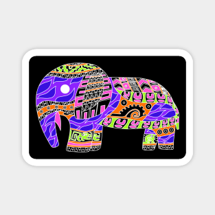 elephant in rainbow folk arts ecopop zentangle Magnet