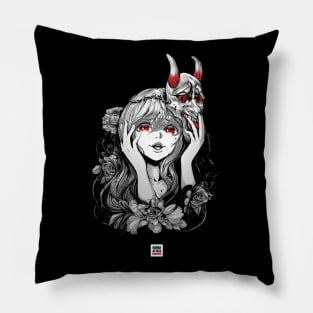 Oni Mask Japanese Yandere Girl Pillow