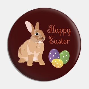 Brown Rabbit Happy Easter Pin