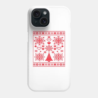 Christmas Lover Cross Pattern Sampler Artistic Design Red Phone Case