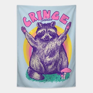 Embrace Cringe | Raccoon MEME Tapestry