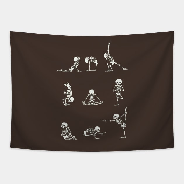 Skeleton Yoga Tapestry by huebucket