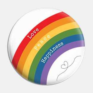 Rainbow - Love, Peace, Happiness Pin