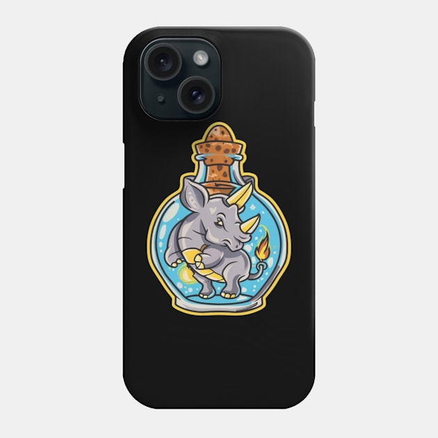 Cute Rhino in a Genie Bottle Phone Case by joolsd1@gmail.com