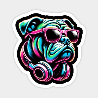 Bulldog With Sunglasses And Headphones Magnet
