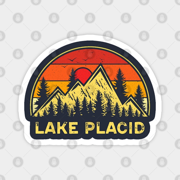 Vintage Lake Placid New York NY Mountains Hiking Souvenir Magnet by kalponik