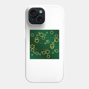 Hexagons Over Green Board Phone Case