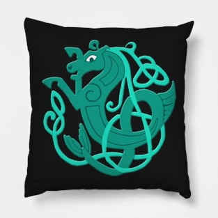 Green Celtic Seahorse Pillow