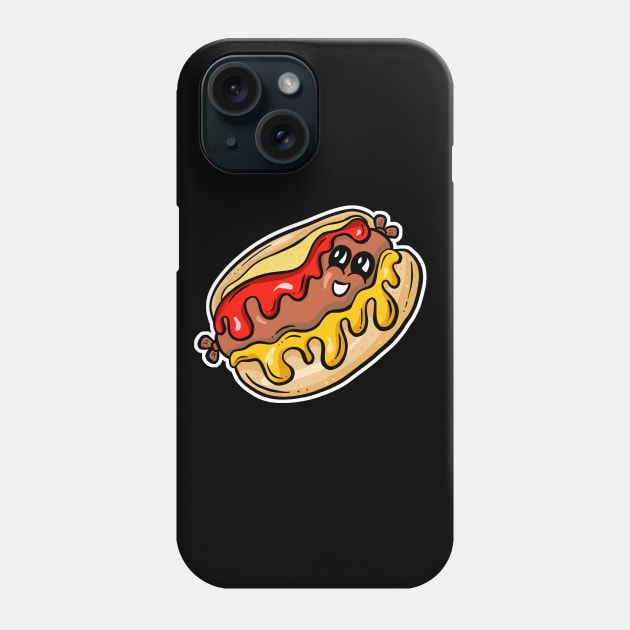 Cute Hotdog Cartoon Character - Bob Phone Case by Squeeb Creative