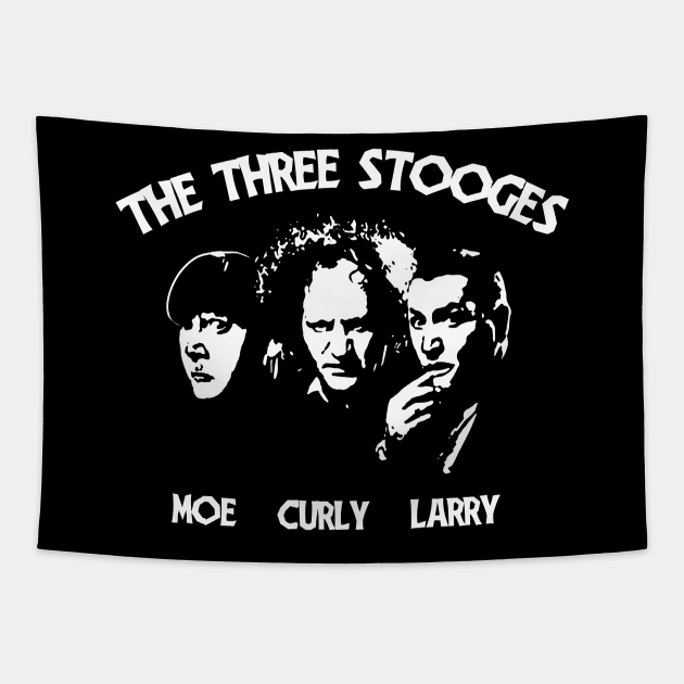 Funny Three Comedy Movie - White Stencil Tapestry by EulaWaltersPainting