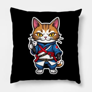 Cool cat assasin samurai Japan Pillow