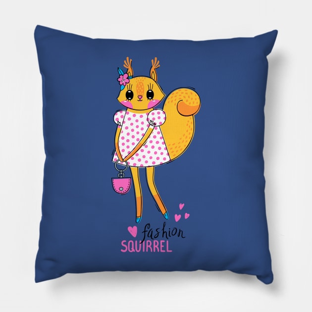 fashion squirrel Pillow by Mako Design 