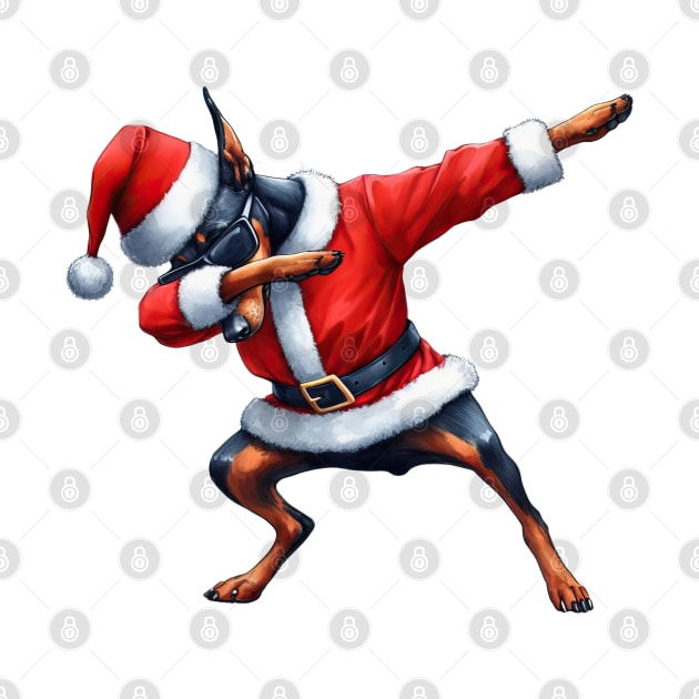 Christmas Doberman Pinscher Dog Dabbing Dance by Chromatic Fusion Studio