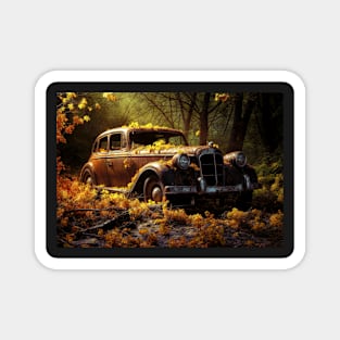 Abandoned Classic Car in the Woods - Automobile Magnet