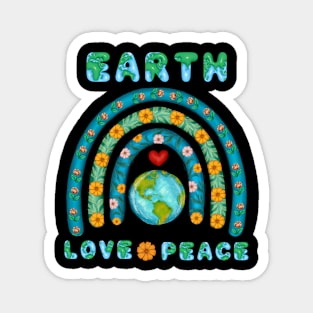 Earth Love Peace Retro Art 1 Magnet