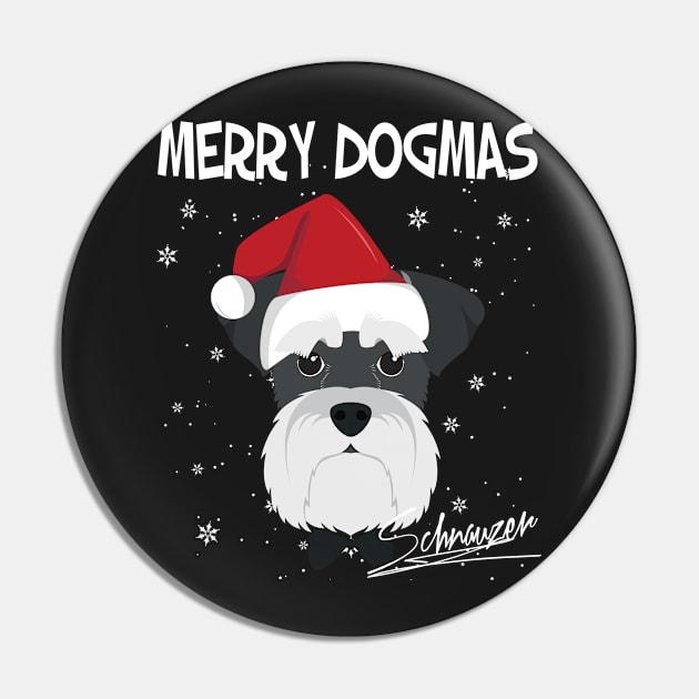 Merry Dogmas Schnauzer Dog With Red Santa's Hat Funny Xmas Gift Pin by salemstore